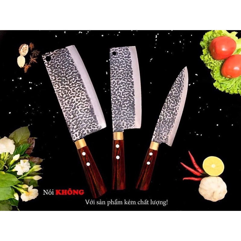 [ BÁN CHẠY NHẤT] Bộ 3 dao thép Nhíp 100% ( Chặt - Thái - Lọc)