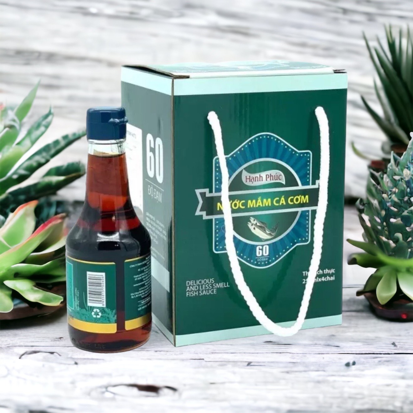 (Hộp 4 Chai 250ml- Thùng XỐP) Nước mắm Hạnh Phúc 60 độ đạm