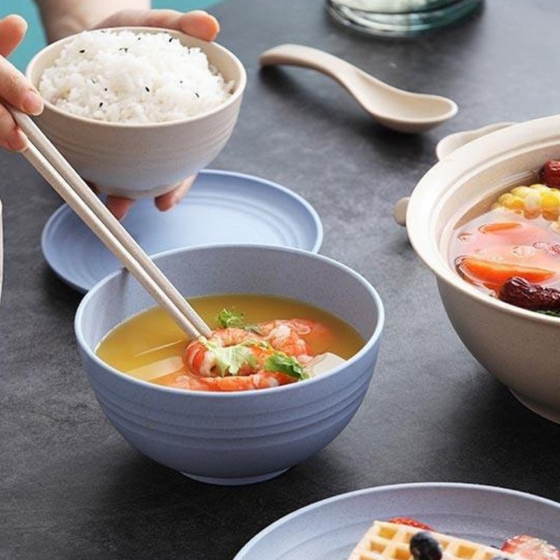 Bộ 4 chén ăn cơm nhựa lúa mạch, bát nhỏ đựng thức ăn đẹp