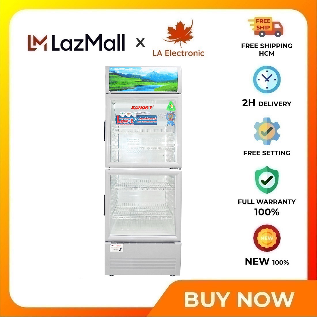 Tủ mát sanaky 290 lít vh-358wl - miễn phí vận chuyển hcm - công nghệ kính low-e chống tia cực tím, giữ nhiệt tốt