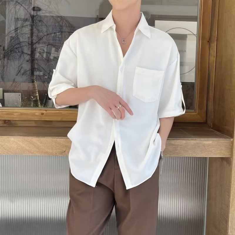 Áo Sơ Mi Nam Tay Lỡ Form Rộng Phối Dây Tay Áo SMBV881 Thời Trang PONIVALAZA Cao Cấp chất vải mềm mịn thoáng mát thấm hút mồ hôi tốt