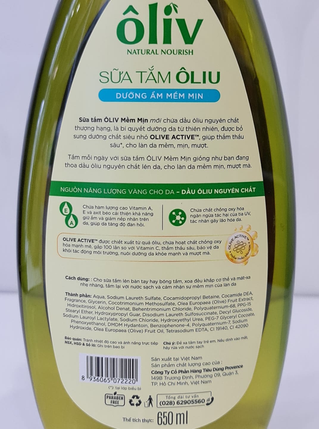 Sữa Tắm Oliv PURITE BY PROVENCE 650ml
