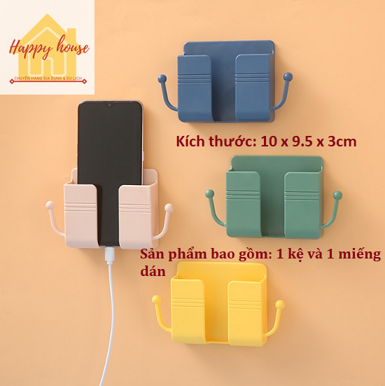 <Sỉ HCM> Kệ Dán Tường Có Tai Để Điện Thoại, Remote, Giá Đỡ Điện Thoại Có Móc Treo Tiện Lợi
