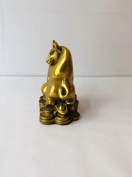 Tượng trâu đồng phong thủy cao 12cm