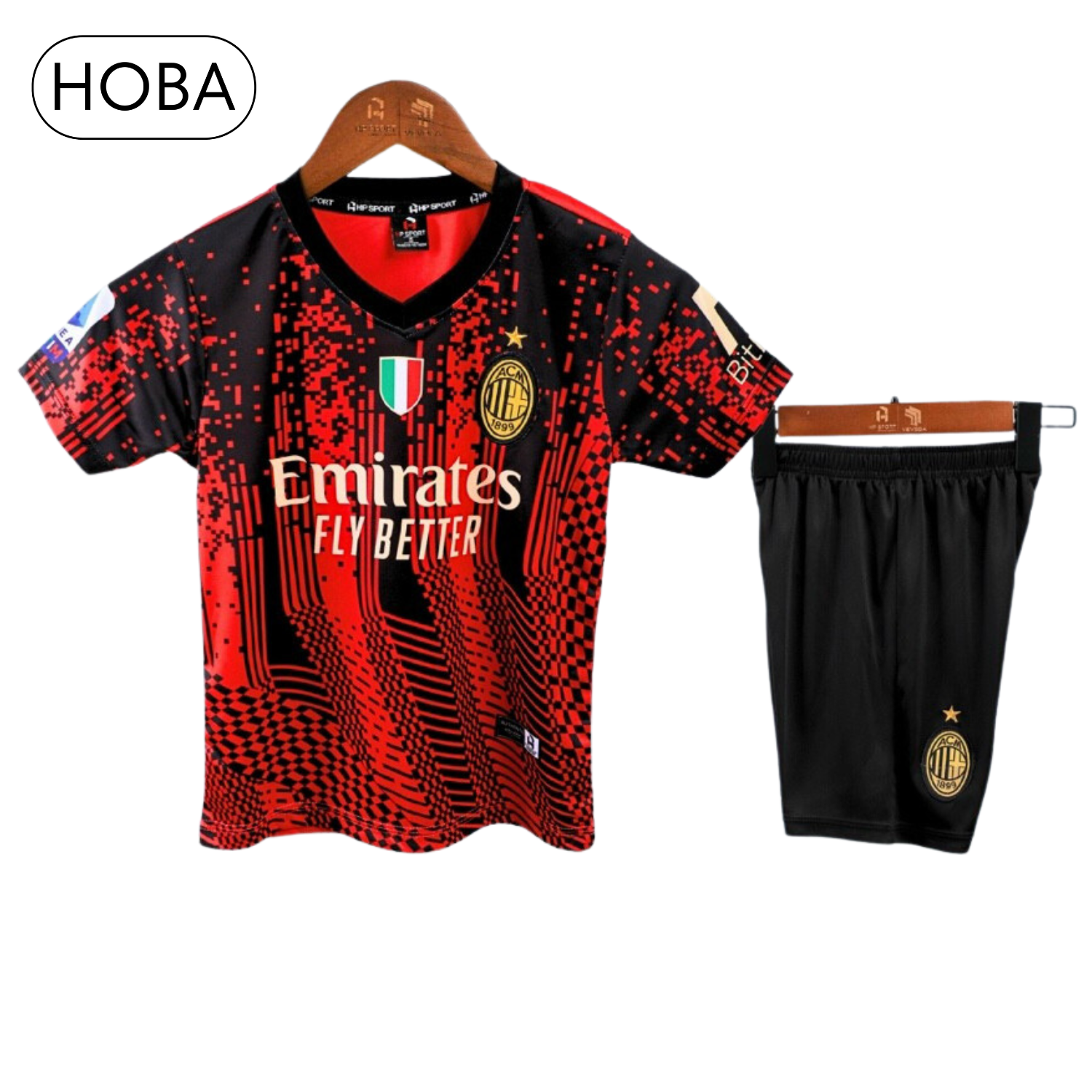 Children's soccer jersey kids soccer club AC Milan black red