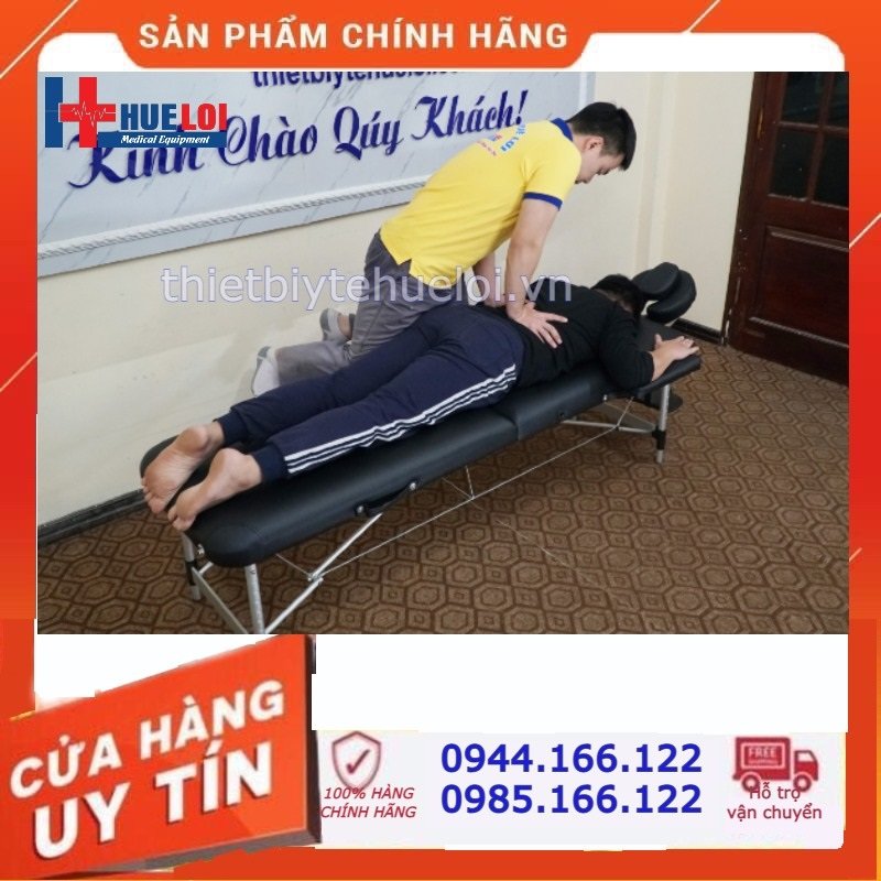 Giường gấp gọn chân hợp kim nhôm, giường spa trị liệu, giường massage châm cứu bấm huyệt