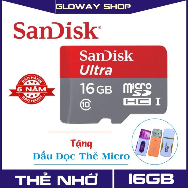 Thẻ Nhớ MicroSDHC SanDisk Ultra 16GB - Hàng bảo hành 5 năm 1 đổi 1!