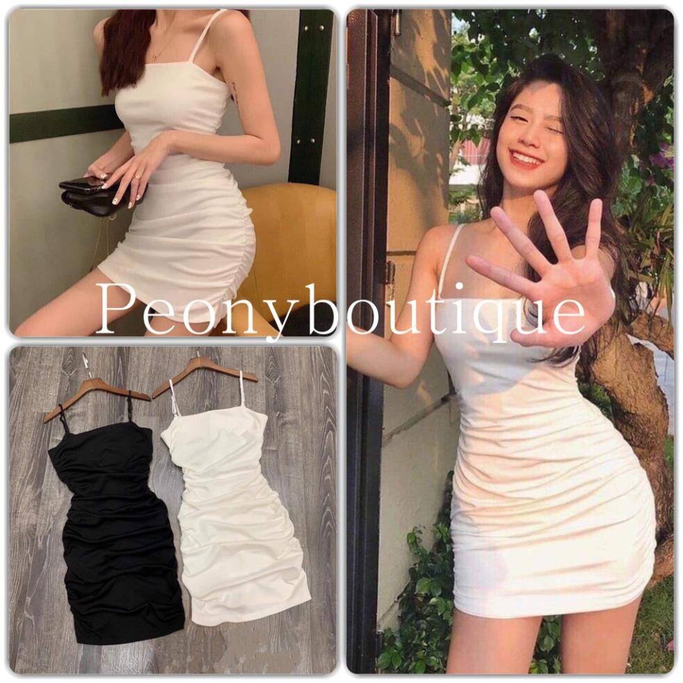 Váy Body Nữ - Đầm 2 dây dúm eo SIÊU HOT