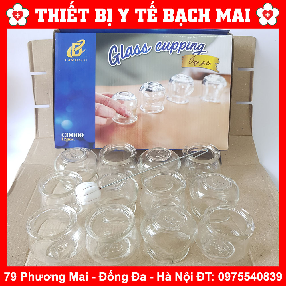 Bộ 12 Ống Giác Hơi Thủy Tinh Kèm Cây Châm Lửa