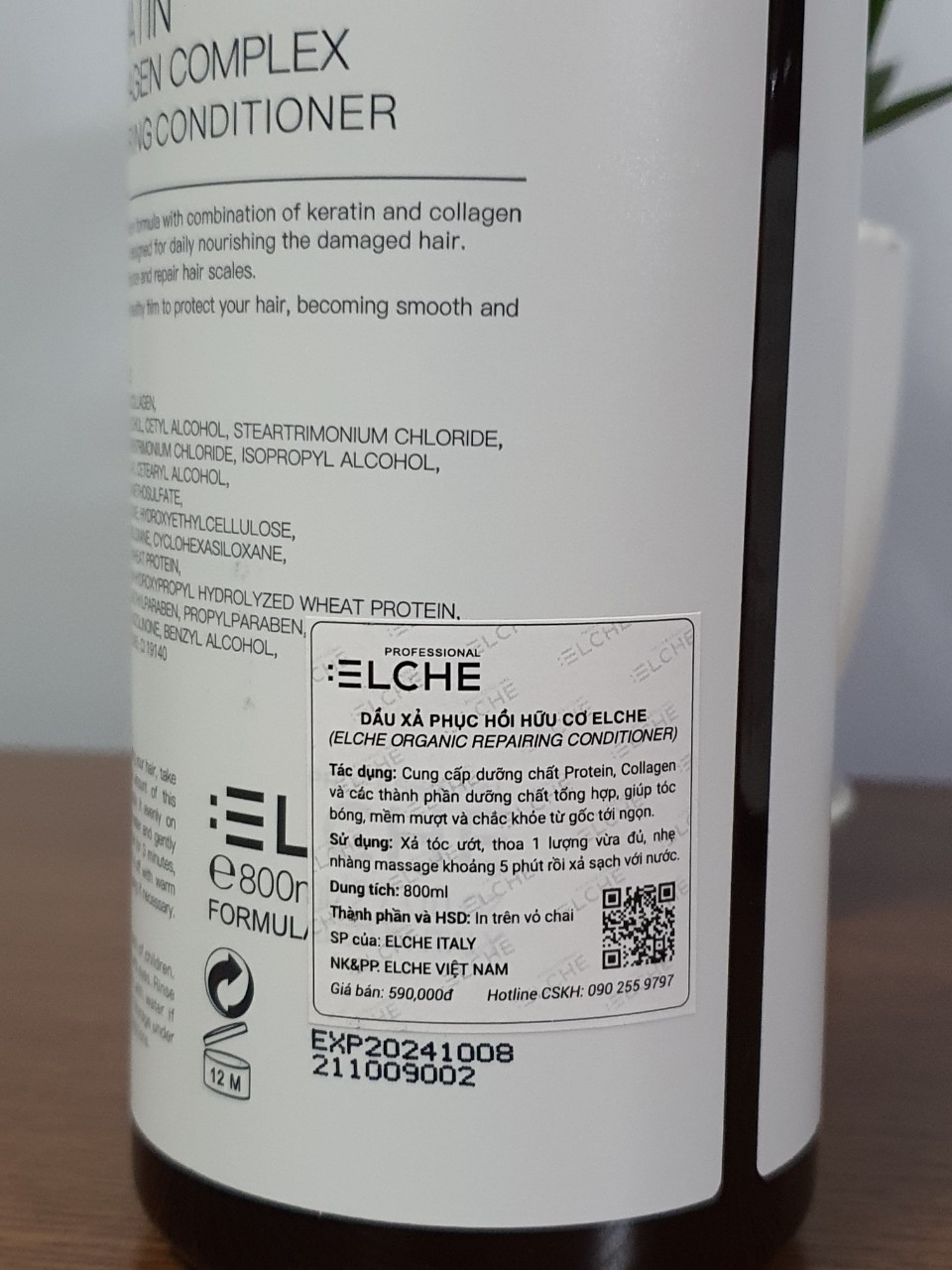 Dầu gội keratin Collagen Complex Elche phục hồi chống rụng tóc 800ml