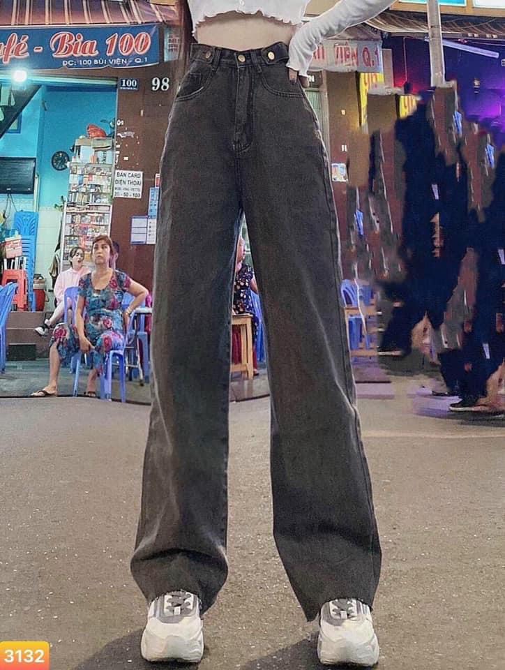 BAGGY JEANS LƯNG CAO ĐAI NÚT