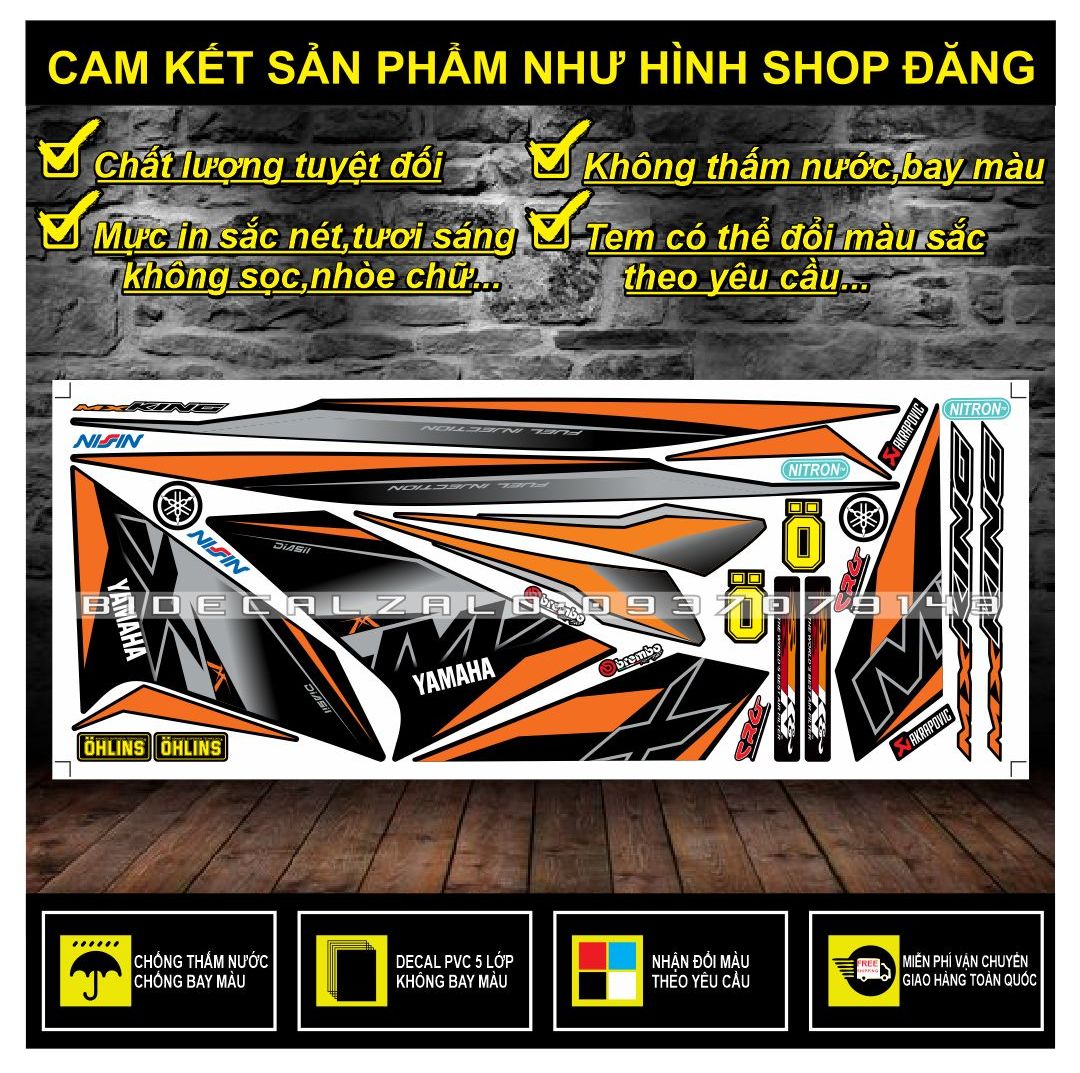 TEM RỜI EXCITER 150 MX KING PHỐI CAM ĐEN
