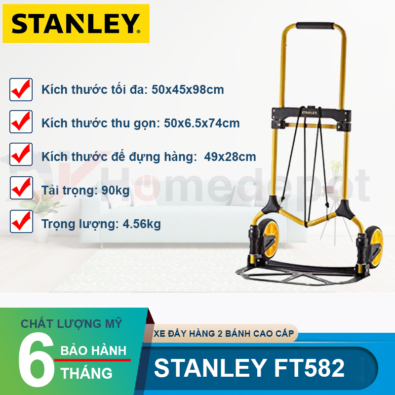 Xe đẩy hàng 2 bánh cao cấp có thể gấp gọn stanley ft582