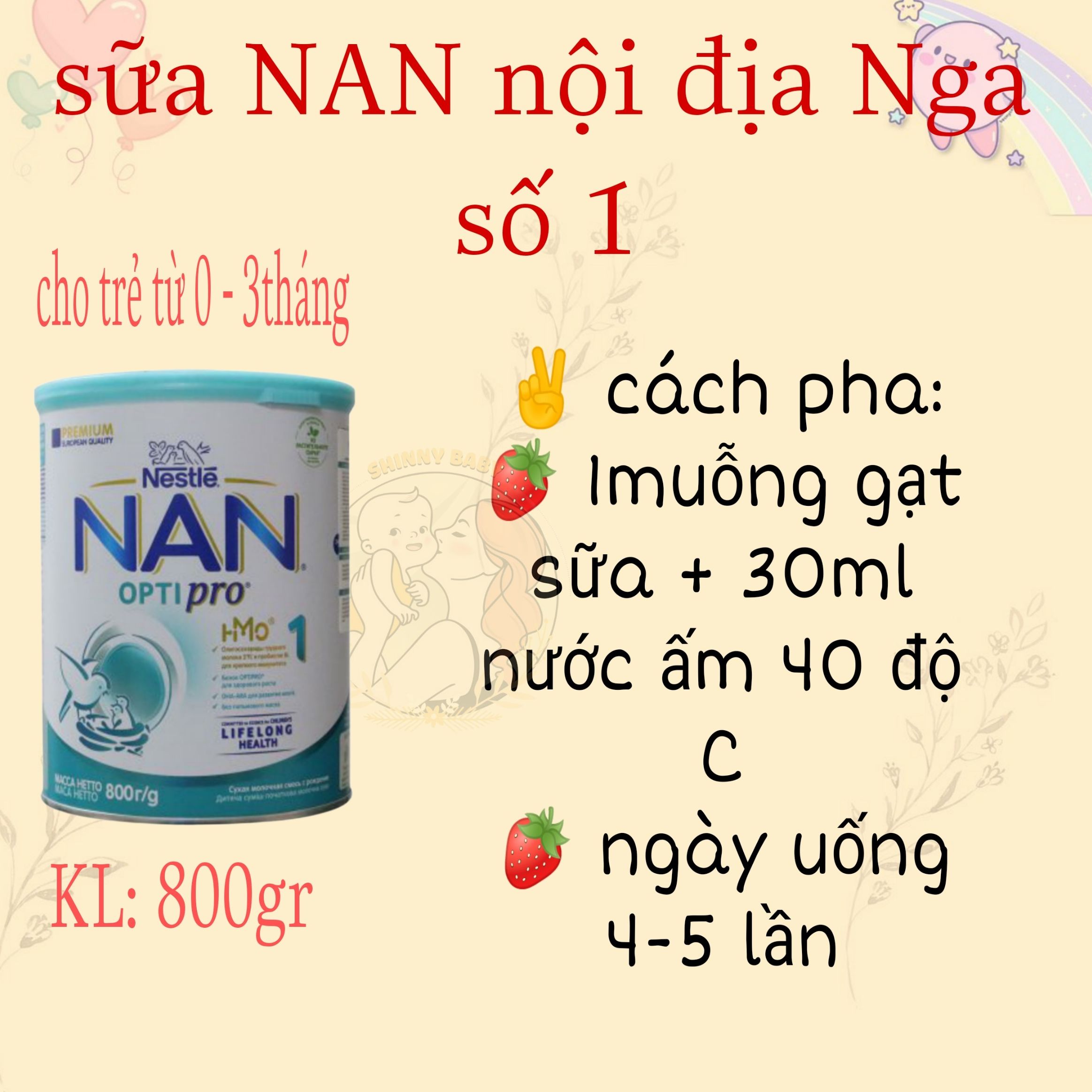 Date 26- sữa nan optipro Nga 800g cho bé từ 0-6m+