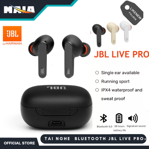 Tai nghe Bluetooth True Wireless JBL LIVE PRO+TWS. Tai Nghe Nhét tai JBL. , không dây  Âm bass mạnh mẽ với công nghệ JBL Signature Sound, , Pin Trâu Tới 28h, Chống Nước IPX4, tích hợp với các hệ điều hành hiện nay