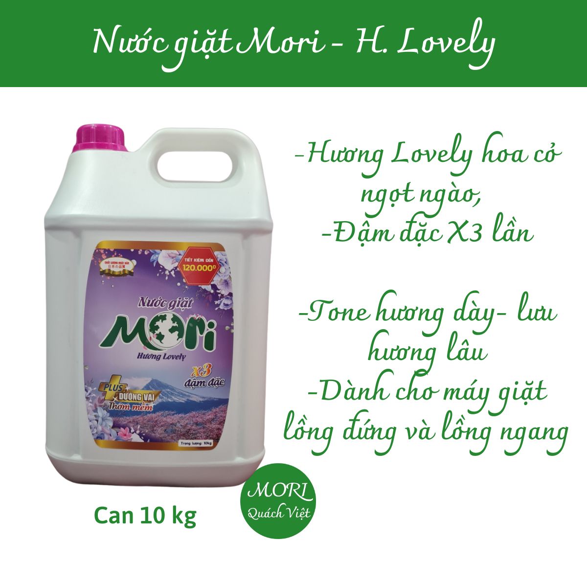 Nước giặt MORI hương Enchen, can 10L