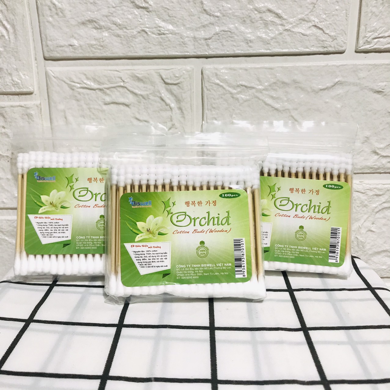 Tăm Bông Cán Gỗ Orchid Xuất Hàn 100 que