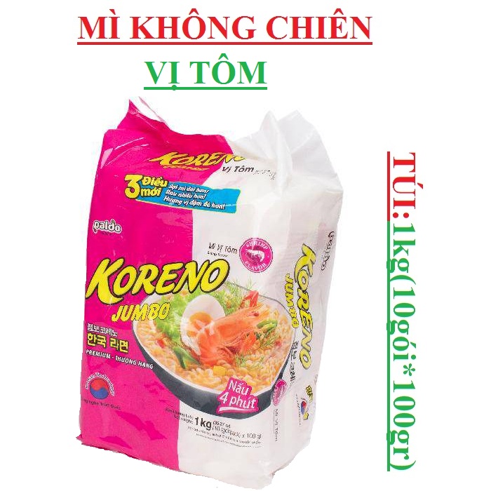 Mì Koreno Hàn Quốc, túi 1.0kg (10 gói)