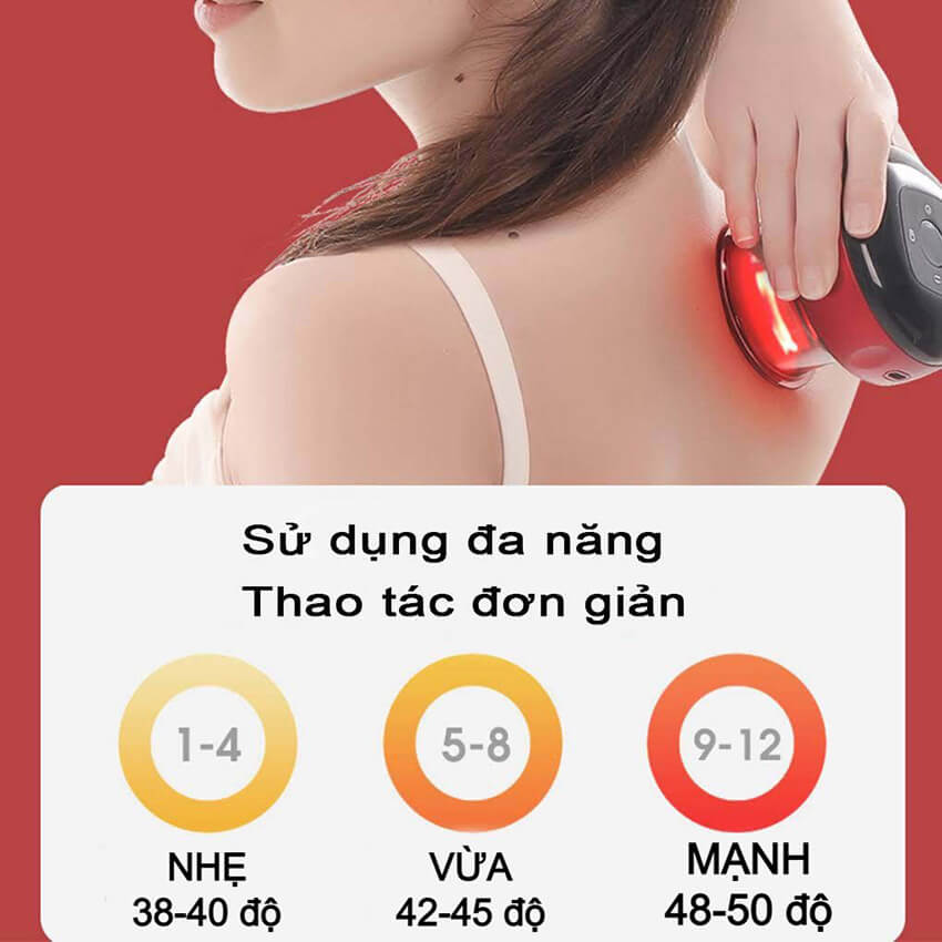 Máy giác hơi cạo gió massage thông minh 6 chế độ, máy giác hơi điện mini cầm tay giảm đau nhức, tăng cường lưu thông khí huyết, máy cạo gió giác hơi đa năng