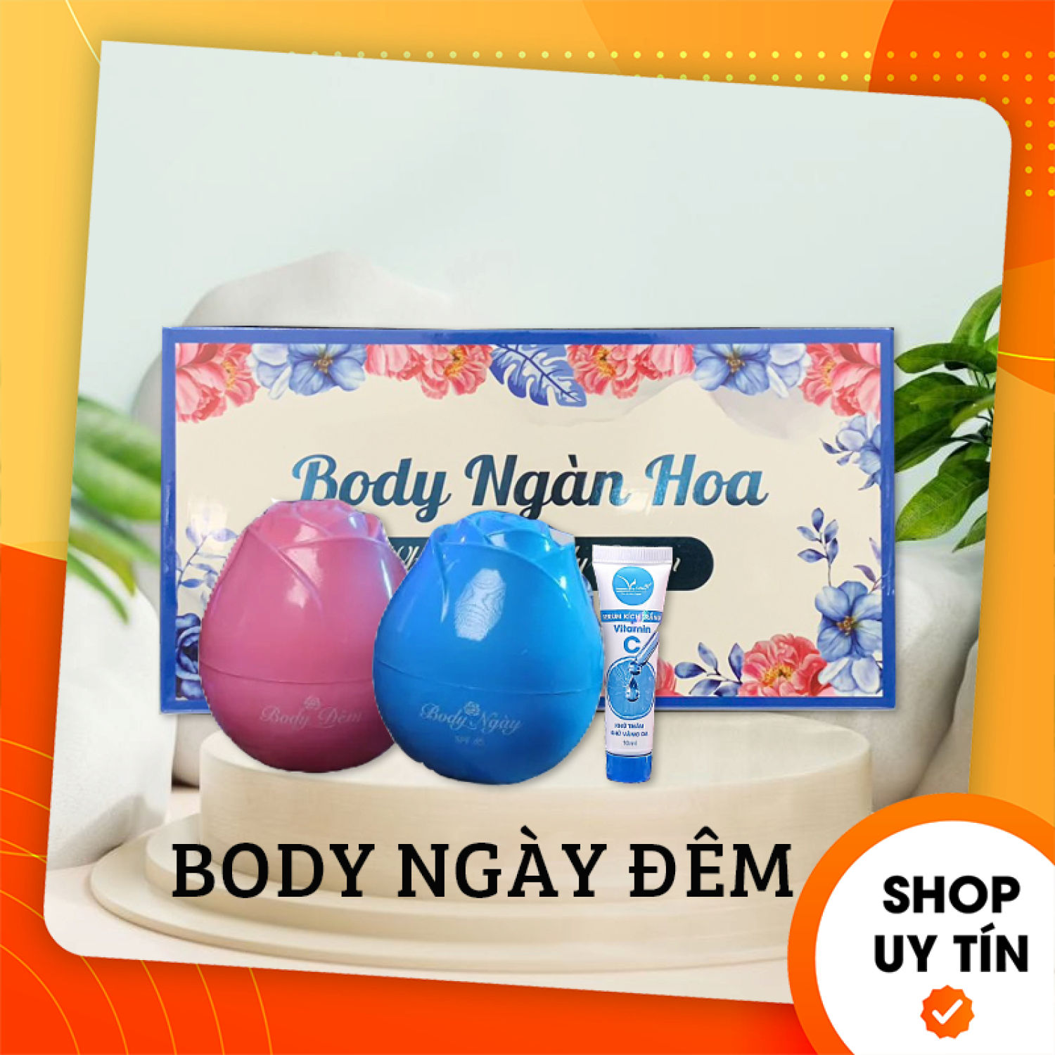 Kem Body Ngàn Hoa Vip White Tặng Serum Kích Trắng