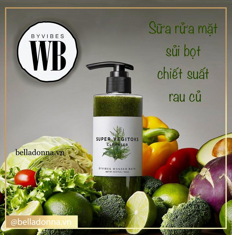 Sữa Rửa Mặt Rau Củ 3in1 Tẩy Trang Rửa Mặt Thải Độc Tố Byvibes Wonder Bath Super Vegitoks Cleanser 300ml