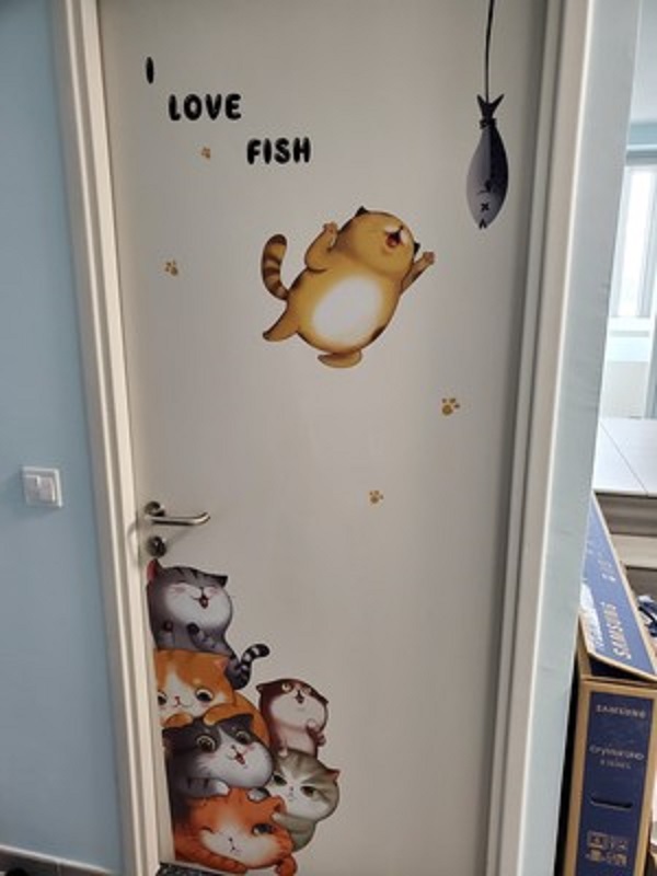 [HCM]Decal dán tường  MÈO BẮT CÁ - Trang trí phòng bé