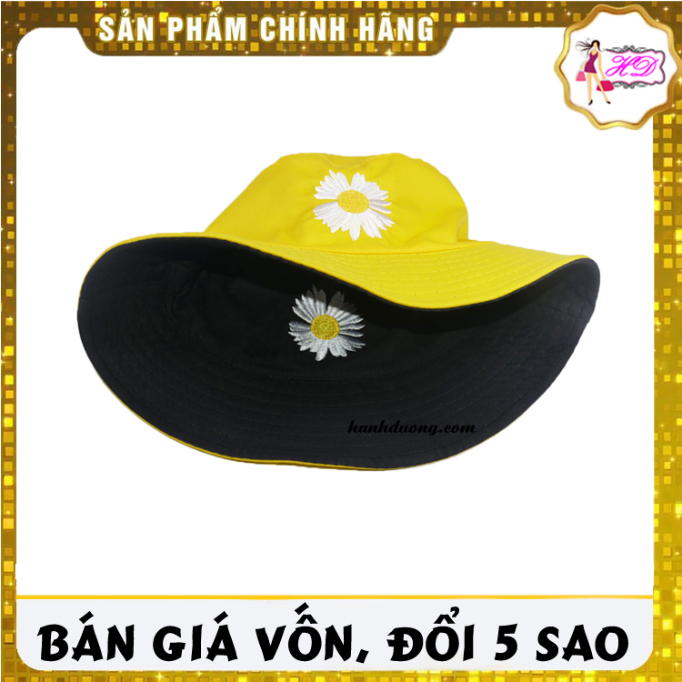 [HCM]Mũ bucket hoa cúc họa mi hot trend đội được 2 mặt với 2 màu khác nhau độc đáo vải kaki bền đẹp