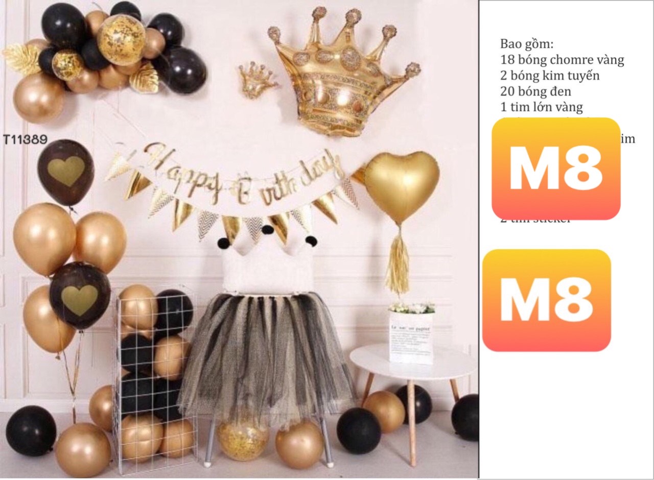 set trang trí sinh nhật ép kim