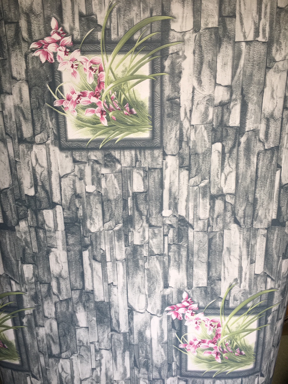 combo 10m giấy dán tường hoa lan trên nền gạch DTL56