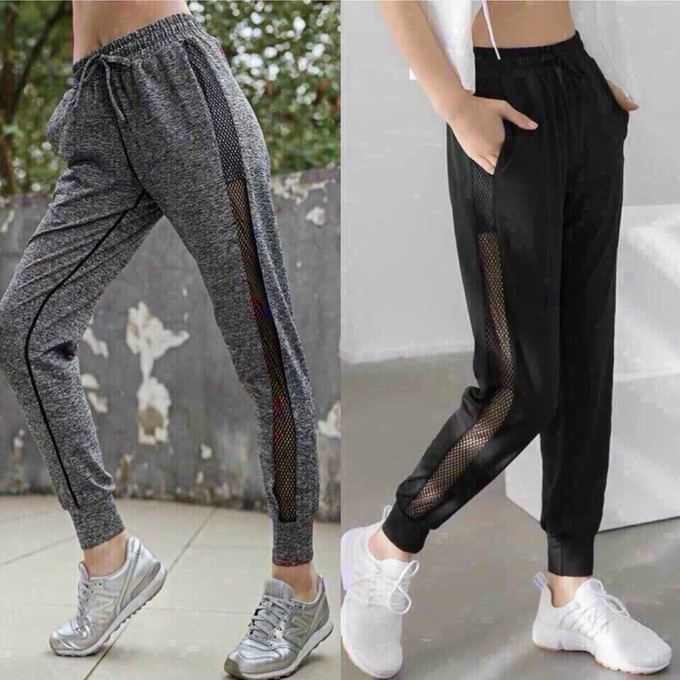 [HCM]Quần jogger nữ lưới sườn vải thun lạnh