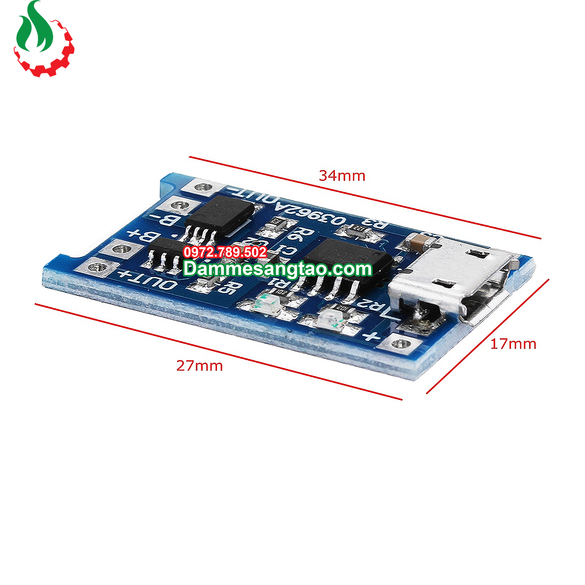 Mạch sạc pin Li-ion 3.7V TP4056 V2 (Có Bảo Vệ)