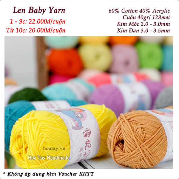 Len Baby Yarn đan móc trang phục, phụ kiện cho bé.