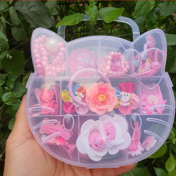 Hộp Dây Buộc Tóc Hello Kitty Đáng Yêu Cho Bé Gái