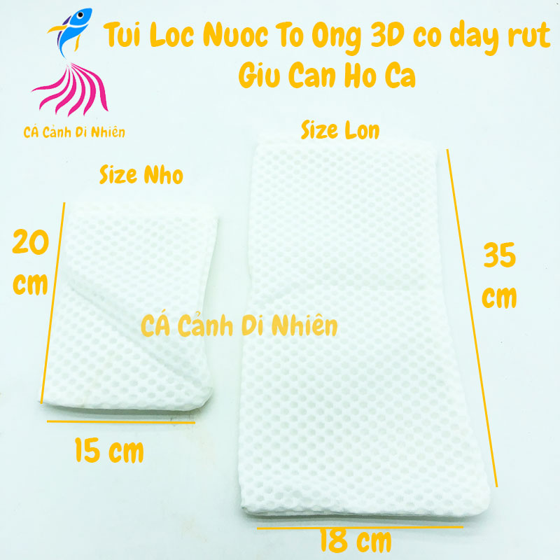 Túi lọc nước TỔ ONG 3D giữ cặn cho hồ cá cảnh có dây rút - Cá Cảnh Di Nhiên