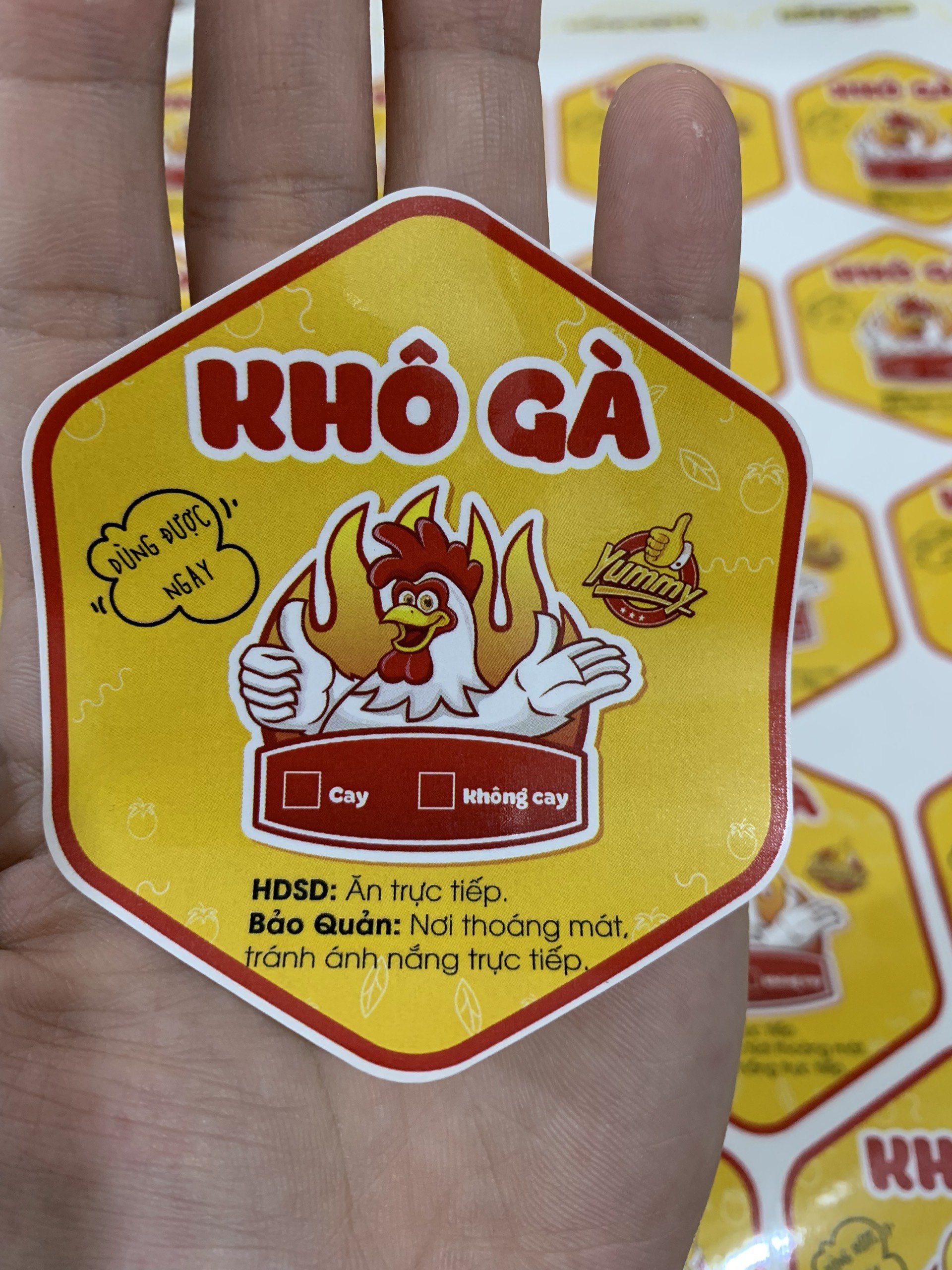 55 tem dán các loại khô gà - lục giác 7x8cm