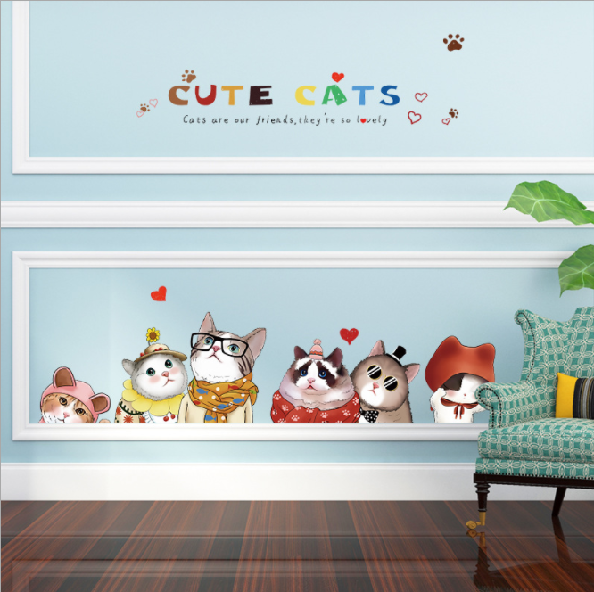 Decal dán tường Mèo cute TLL126