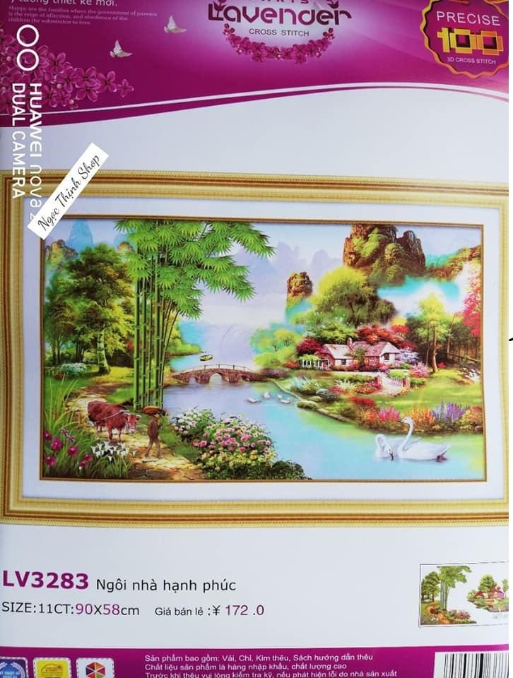 Tranh thêu chữ thập Phong cảnh Ngôi Nhà Hạnh Phúc LV3283
