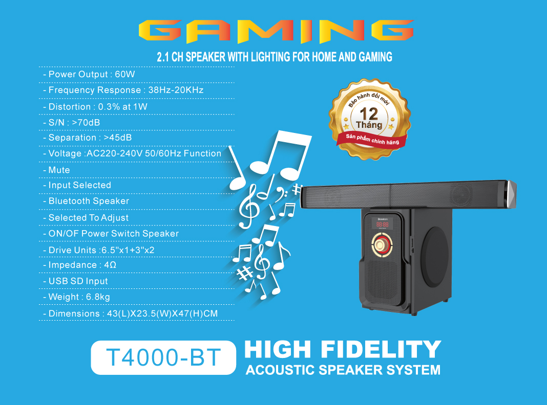 Loa vi tính Bosston bluetooth 2.1 T4000-BT