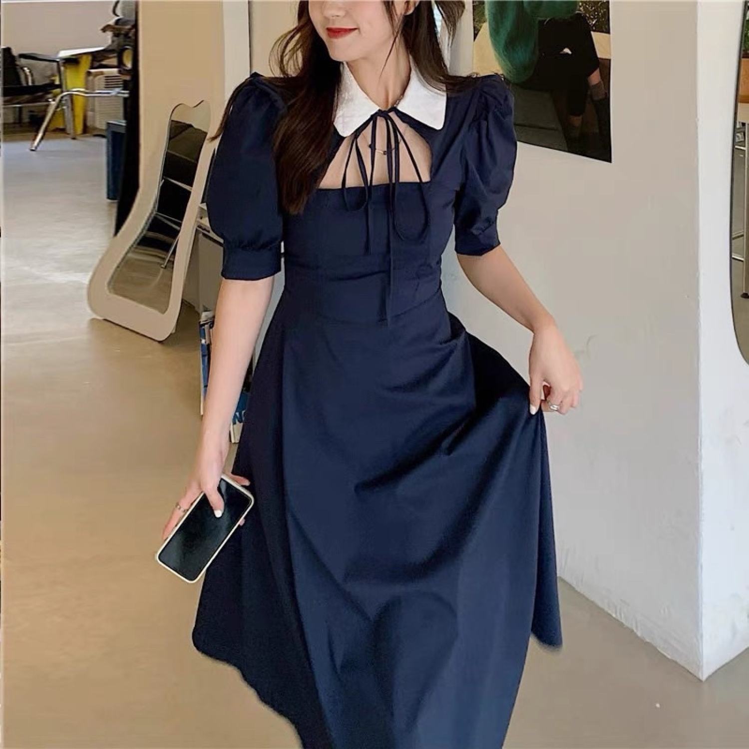 (60-90kg) BIGSIZE MINSTORE.VN ĐẦM CỔ SEN TIỂU THƯ BIGSIZE