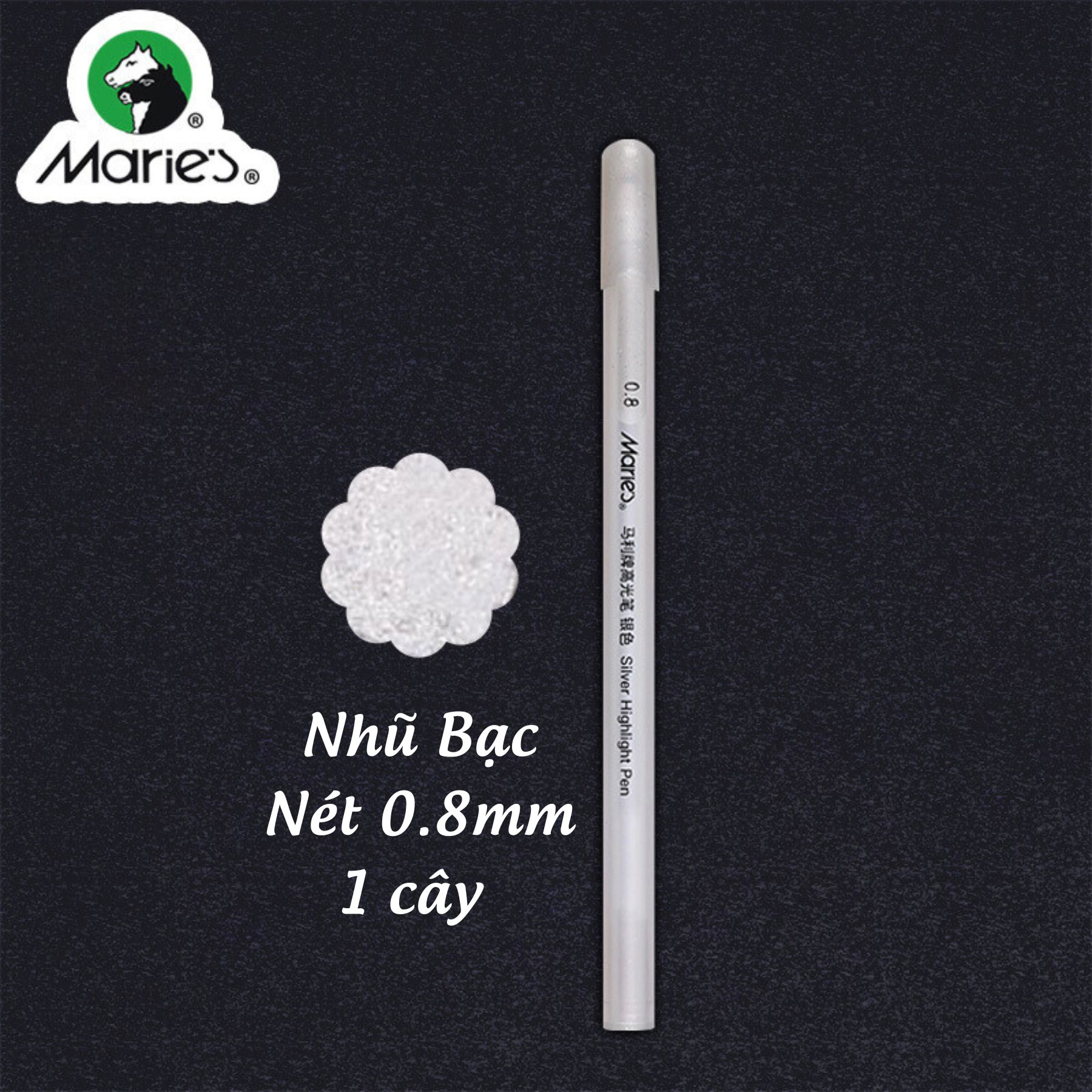 Bút gel mực trắng MARIE'S 0.8mm dùng trang trí, đi nét, viền mắt, lấy sáng tranh vẽ