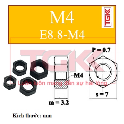 Đai ốc thép đen 8.8