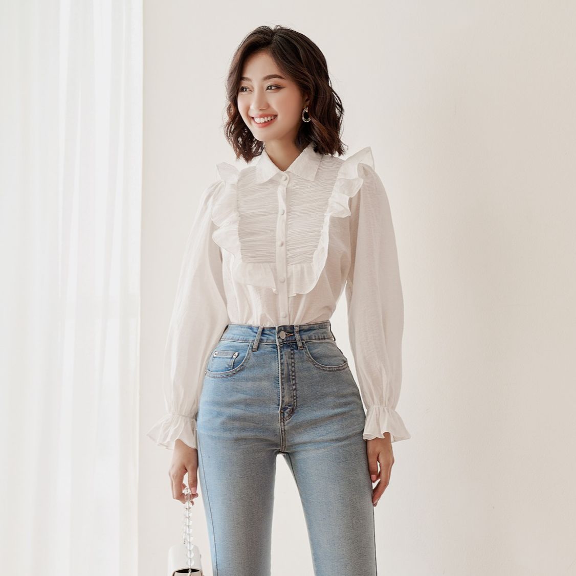 OLV - Áo sơ mi công sở Alma White Top
