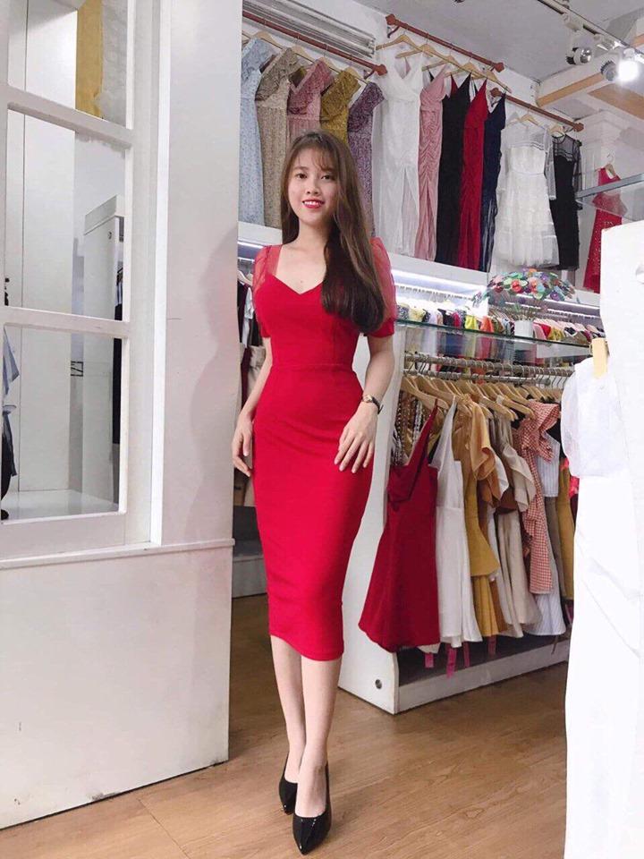 Đầm Body Cup Ngực Phối Tay Lưới