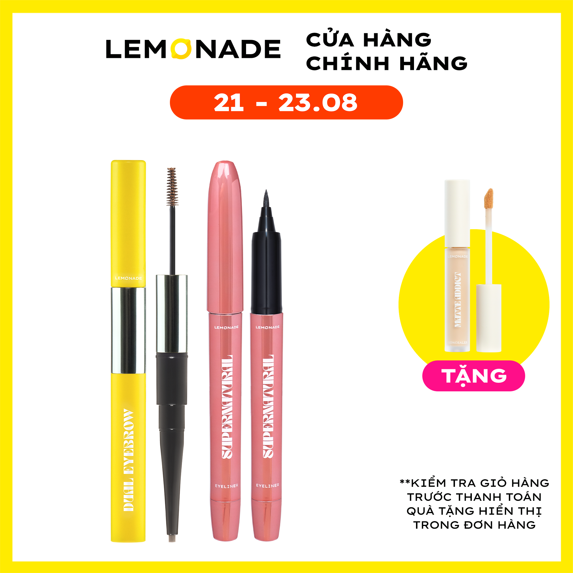 Combo Lemonade bút kẻ mắt SuperNatural 1g và chì kẻ mày 2 đầu Want It Got It 2.75g
