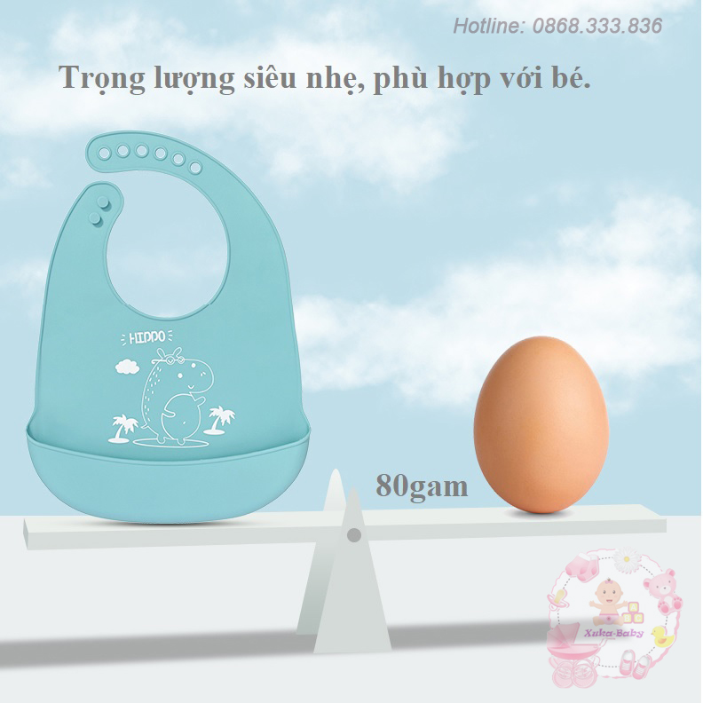 Yếm silicon 3d ăn dặm cho bé siêu nhẹ có máng hứng