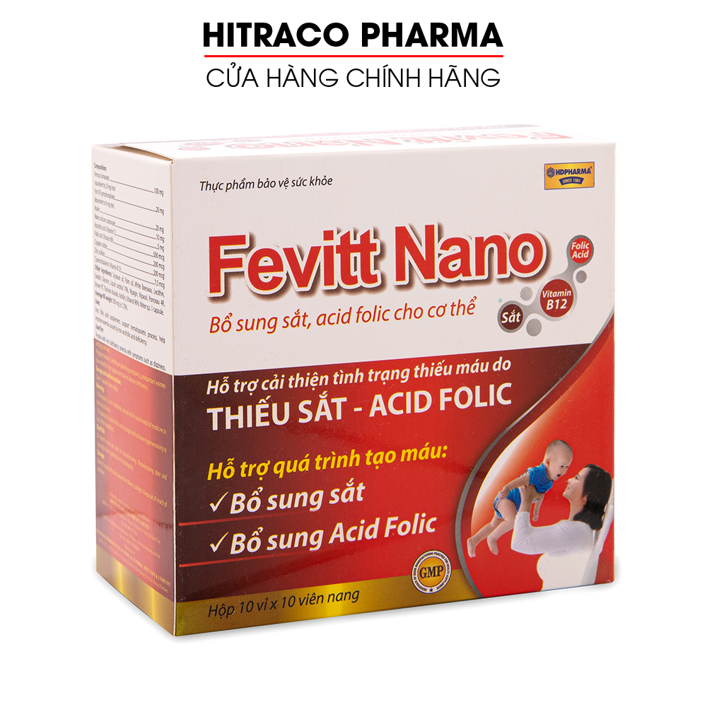 Viên uống Fevitt Nano bổ sung Sắt, Acid Folic cho người thiếu máu não