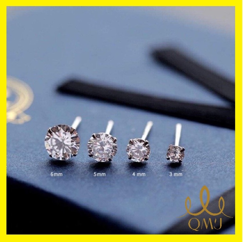Bông tai bạc QMJ Nụ đá, khuyên đính đá đơn giản bạc 925 cao cấp, phụ kiện thời trang cho cả nam và nữ - QK024 109