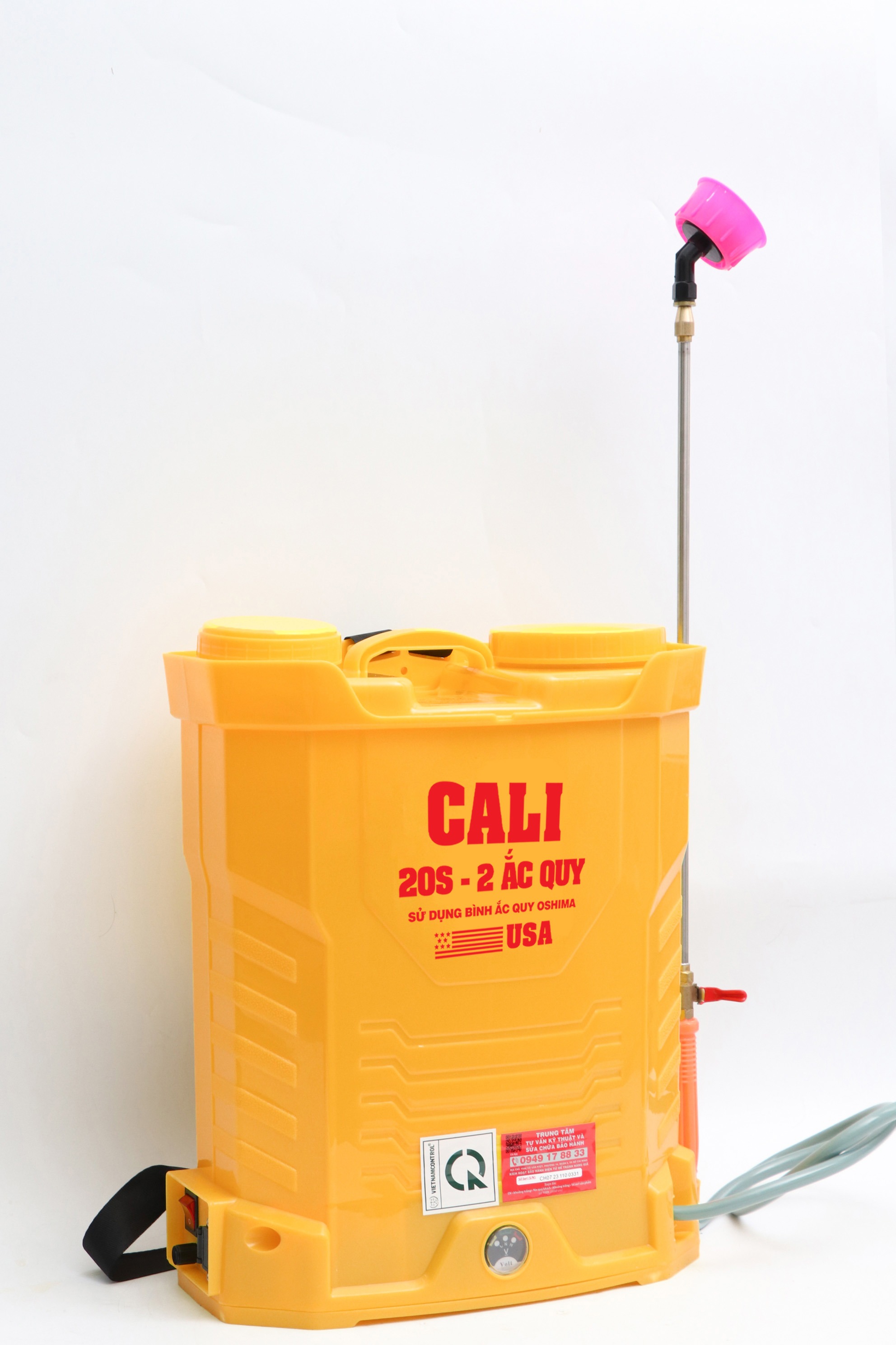 Bình phun xịt điện Cali 20S (Bình 20 lít, đeo lưng, tay cầm van khóa)