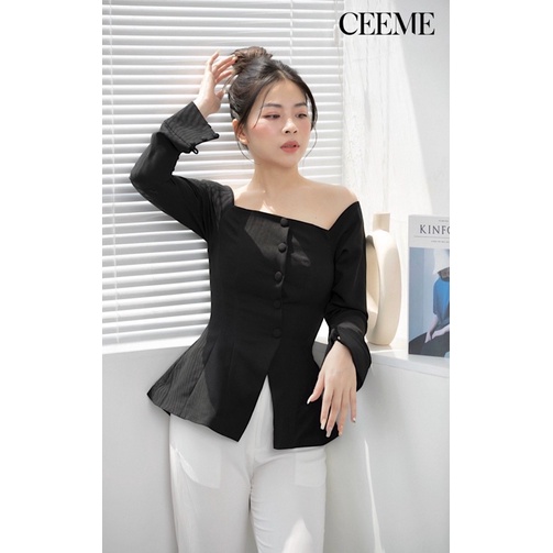 Lyn Top - Áo cổ vuông nút bọc CEEME