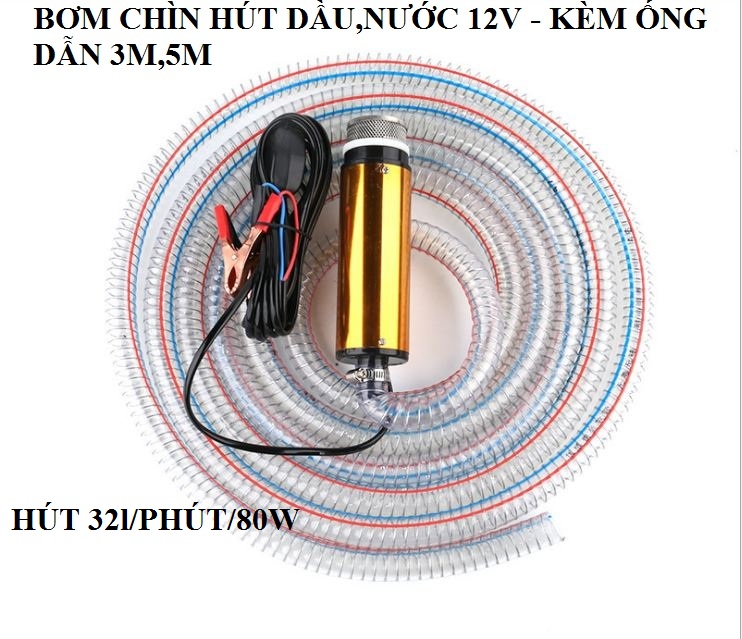 Máy bơm dầu - Bơm chìm mini 12v,24v-80w